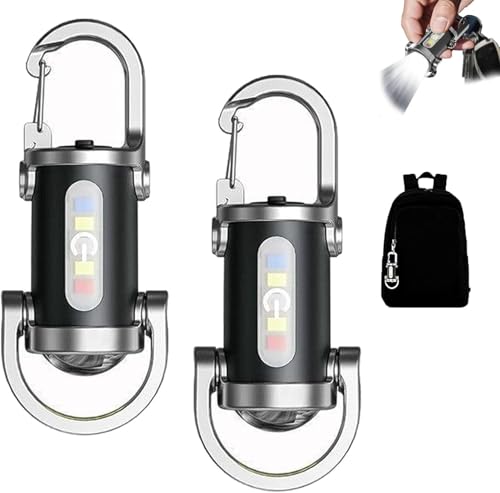 2PCS Rechargeable Keychain Flashlights,1200 Lumens EDC Mini Flashlights，Portable Rechargeable Bright