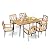 Tangkula 7-Piece Patio Dining Set, Acacia Wood Outdoor Furniture Set with 2” Umbrella Hole and Seat Cushions, Rectangular Dining Table and 6 Chairs Set for Patio Garden Poolside Backyard