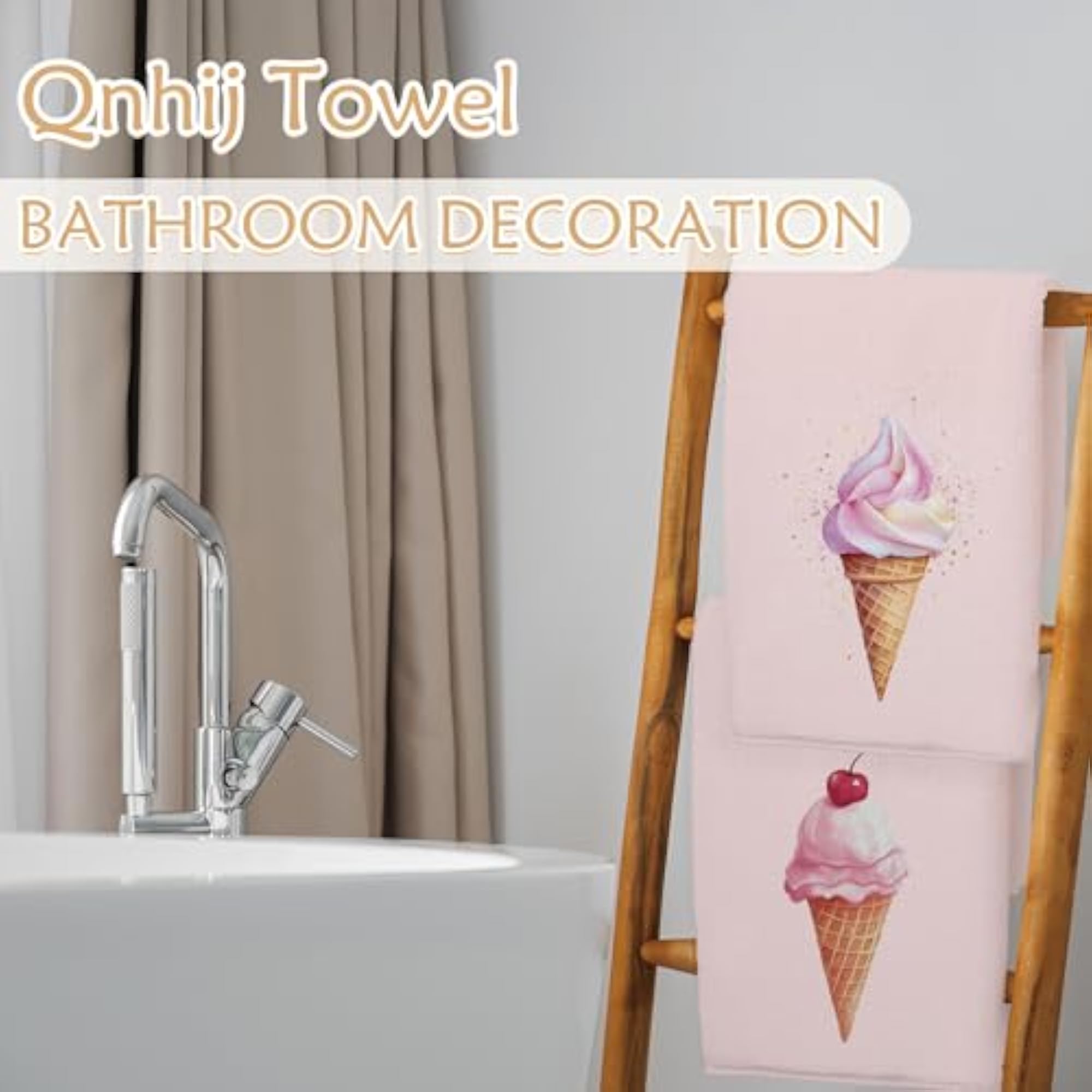 Pink Ice Cream Summer Kitchen Towels for Dessert Lovers