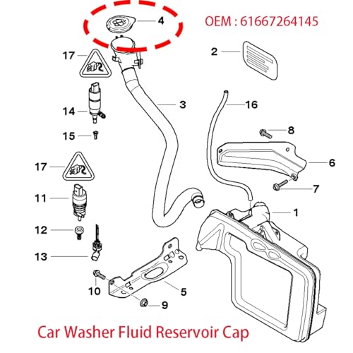 Bouchon réservoir liquide lave-glace haute résistance pour modèles E30 E36 E46 - 6