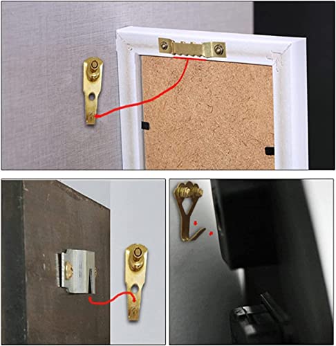 Image of Picture Hangers 0.7mm Thick Picture Hooks with Nails Professional Picture Hanging Kit, for Office Pictures House Decoration Clock Wall Mounting Brass Tone 30pcs
