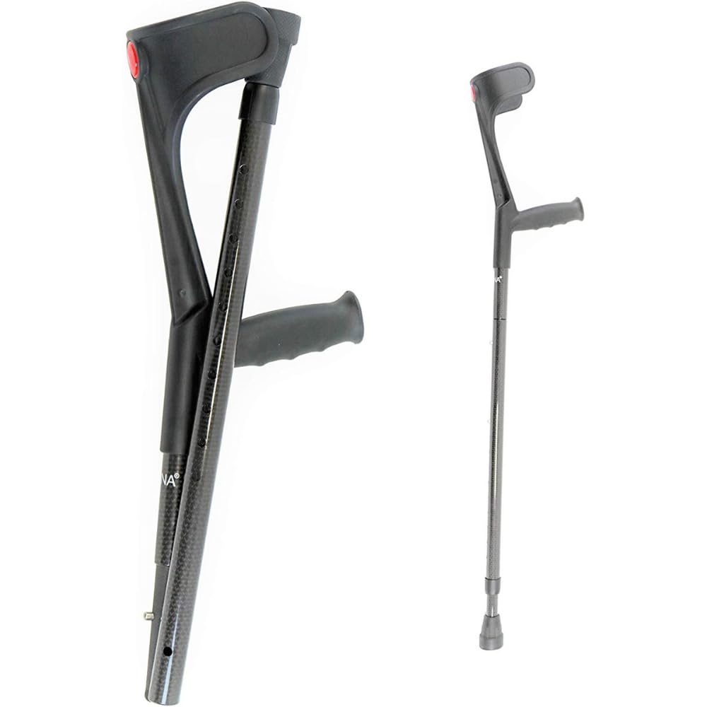 KMINA Muletas Adulto Plegables Fibra de Carbono (x2 uds), Altura Regulable, Mujer y Hombre - Fabricado en España - KMINA PRO
