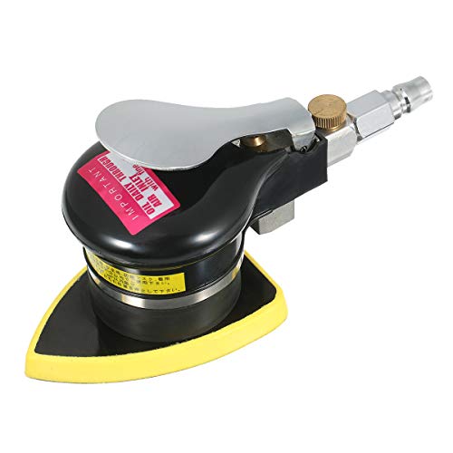HUIOP Lijadora neumática de órbita aleatoria, lijadora de aire, lijadora triangular de palma pequeña, lijadora de detalle de ratón para esquina de coche, mantenimiento de pintura, eliminación de roui