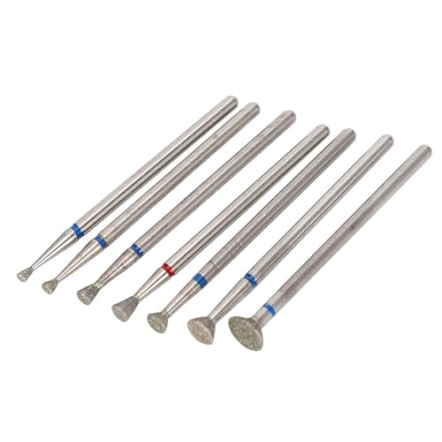 Sealing Cuticle Nail Drill Bit Ceramic Bits Set 7pcs 3/32 inch Carbide Electric Grinding Head Tool Cone Cuticle Nail Sealing Drill Bit for Remove Acrylic Gel Nails Manicure