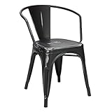 Silla Industrial con Acabado Vintage y Brazos