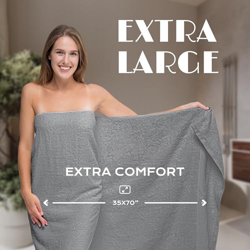 Luxury Soft Bath Sheet Towels Set - 650 GSM Cotton Luxury Bath Towels Extra Large 35x70 | Highly Absorbent and Quick Dry | Hotel Quality Extra Large Bath Towels Oversized, Light Gray, 2 Pack