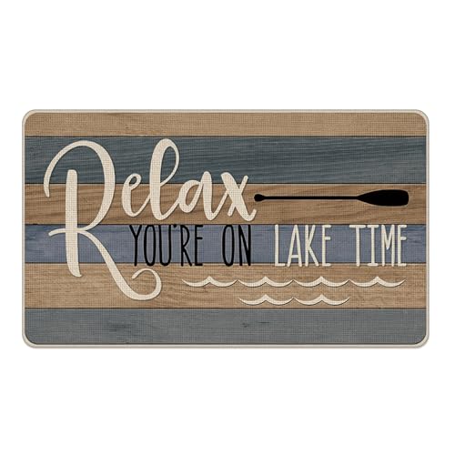 Livcoz Relax You're on Lake Time Welcome Front Door Mat, Lake House