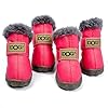 Small Dog Boots, Puppy Winter Shoes, Pet Waterproof Paw Protectors for Snow/Ice Pavement (Color: Pink,Size: 4)
