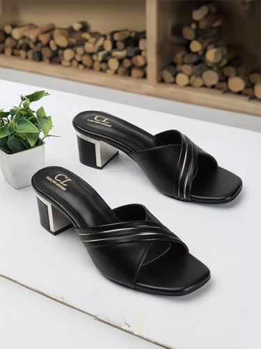 Image of Carlton London Women Comfortable Casual Sandal with Block Heels, Square Toe for Casual and Wear