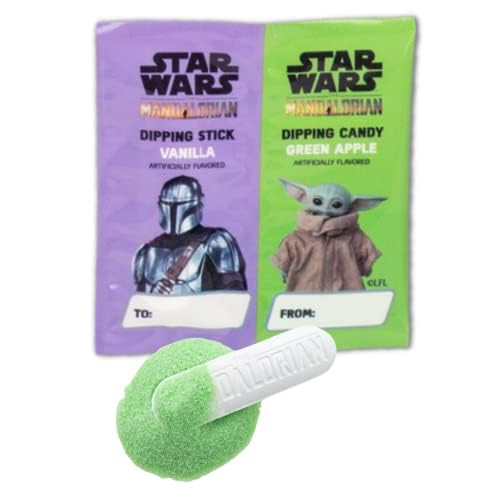 Star Wars Lick & Dip Mandalorian Dipping Sticks with Candy Powder, Individually Wrapped Shareable Candies for Birthday Parties 18 Count