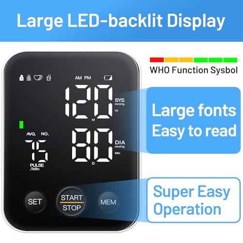 Image of Blood Pressure Monitor Upper Arm Machine 240 Memory for Home Use Black