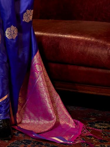 Image of AKHILAM Women's Satin Silk Bagh Printed Saree With Unstitched Blouse(KNTKLX391001 RJ Parent)