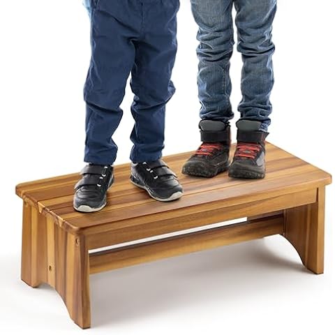 FANATU Extra Wide 26in Wooden Step Stool, Heavy Duty One Step Stool for Adults and Seniors, Holds Up to 550 lbs, Reinforced Cross Bar, Non-Skid Surface, Multipurpose Use for Kitchen, Bathroom, Bedroom Cover