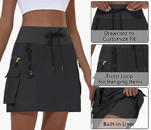 Women's Hiking Cargo Skort Skirt High Waisted Golf Dressy Casual with Zipper Pockets Workout Sport Quick Dry Skirts4