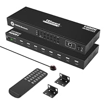 TESmart 81 HDMI Switch 8 in 1 Out 4K @ 60Hz HDCP with 19-inch Rack-Ears | RS-232 / LAN Control | IR Remote Control and Auto Switch | Auto Scan Time Interval - Black