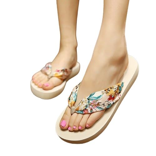 Flip-flops, satin slippers, thick-soled flip-flops, mid-slope sandals, fashionable casual vacation shoes, three colors optional,2