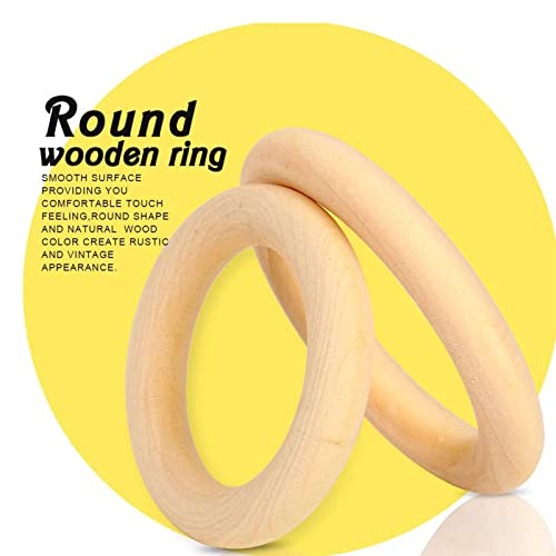 Anillos de madera para manualidades, colgante circular de madera de haya de 5,5 cm 5