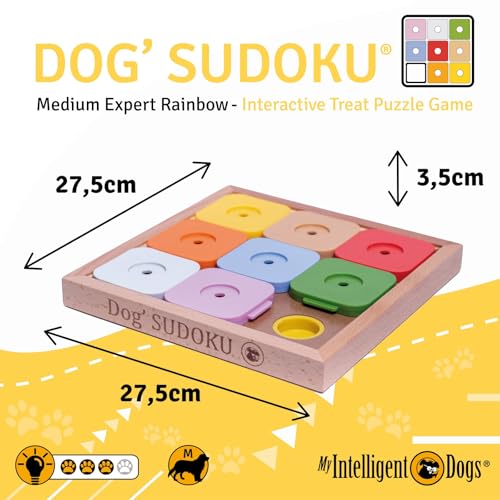 My Intelligent Dogs Interaktives Hundespielzeug Intelligenz, Hundepuzzle - Intelligenzspielzeug für Hunde Mentalen Auslastung - Interaktives Spielzeug Hund, Denkspiele für Hunde Sudoku M Rainbow