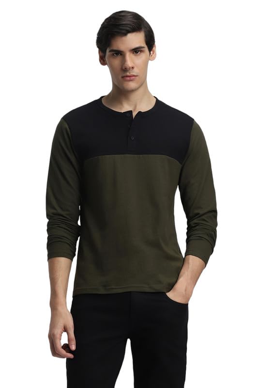 Image of Dennis Lingo Men's Cotton Henley Neck Tshirt, Regular Fit Long Sleeve