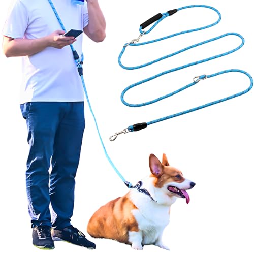 Mellbo 犬 リード ショルダーリード 犬用リード 肩掛け 伸縮 小型犬 中型犬 大型犬 反射材 6in1多機能 3m ブルー 太さ 1.0cm M