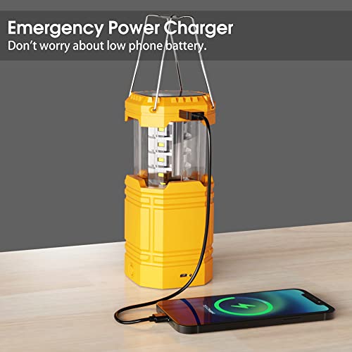 Miniatura 4 de Farol De Solar Camping Recargable Con Manivela, Linterna Led Con 3 Vías De Energía, Banco De Energía De Emergencia De 3000mah, Lámpara De Luz Impermeable Para Senderismo, Kit De Supervivencia