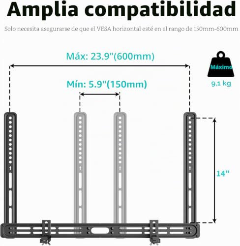Soporte universal para barra de sonido sin orificios ajustable SBR501 2