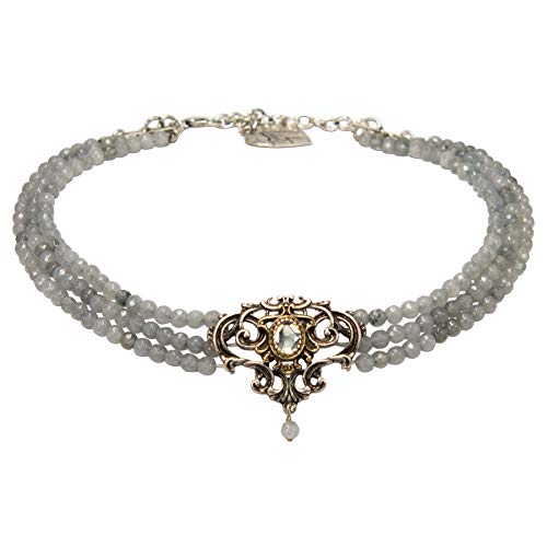Preisvergleich Produktbild Alpenflüstern Trachten-Perlen-Kropfkette Ophelia Trachtenkette, eleganter Damen-Trachtenschmuck, Dirndlkette grau DHK260