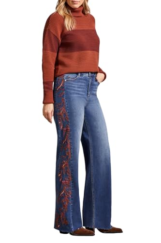 Tribal Women's Brooke High Rise Jeans with Side Embroidery