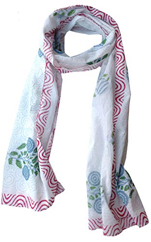 Rastogi Handicrafts Cotton Scarfs For Women’s Apparel Fabric Hand Block Printed 70x20 Inch Mini Stoll For Girls