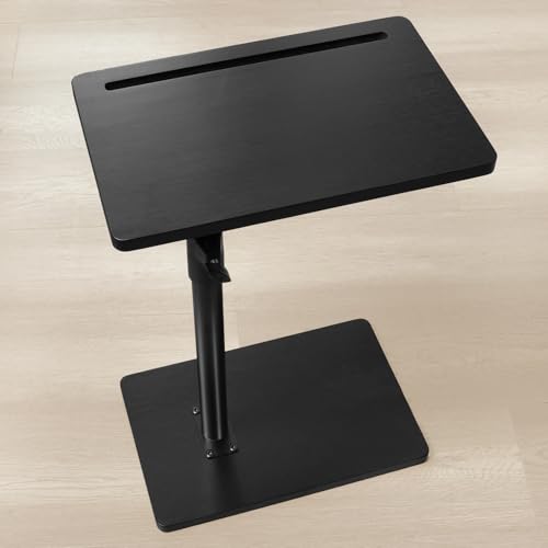 YUHFERA 360 Rotatable Sofa Tray Table for Couch Arm - Height Adjustable End Table for Bed or Chair with Phone & Tablet Slots, TV Tray Table, Side Table Tray for Small Spaces (Black, Rectangle)