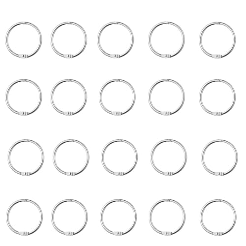 20 Pcs Anneaux de Reliure 25mm Anneaux Articulés Métalliques pour Livre Classeur Porte-clés Cahier Scrapbooking à Bloc-note Bricolage Albums