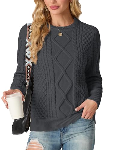 Image of GRECERELLE 2026 Womens Fall Winter Long Sleeve Casual Pullover Sweater Tops | Crewneck, Cable Knit, Chunky, Vintage Style, Anti-static(XS-2XL)