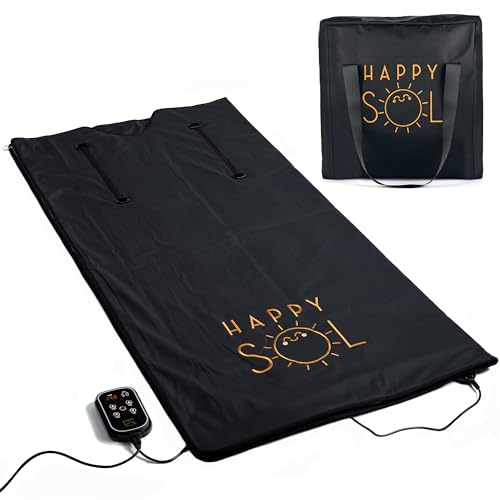 Happy Sol Far Infrared Sauna Blanket for Home, Portable Infrared Sauna Blanket for Therapy, Convenient Arm Holes, Sauna Blanket for Detox, Suitable for Relaxation and Exercise Recovery, Very Low EMF