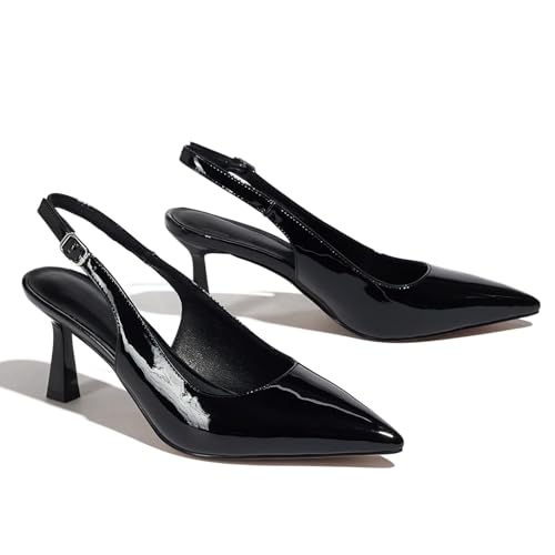 Women's Slingback Kitten Heels Closed Pointed Toe Pumps Comfortable Sexy Party Dress Shoes2
