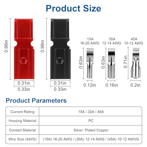 Conectores de alimentación modulares de 15/30/45A para terminales de batería 20-10 AWG Linkstyle 3