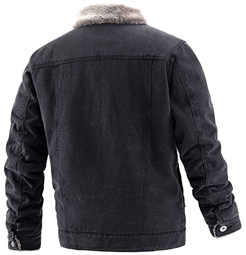 Image of EXEKE Men's Fleece Lined Denim Trucker Jacket Warm Winter Coats