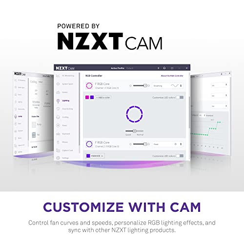 Image of NZXT F140 RGB Core 140mm Hub-Mounted RGB Twin Pack Case Fan - Black - RF-C14DF-B1