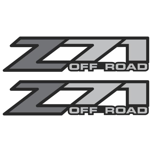 Image of GOLD HOOK Z71 Off Road Decals Stickers fit Chevy Silverado - F (2001-2006) Bed Side 1500 2500 HD Premium Series (Metallic Finish) (Gray)