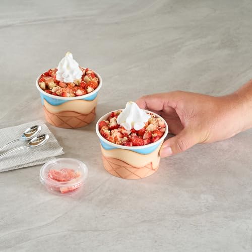 Image of Restaurantware Ice Cream Cups 50 Pack of 8 oz Leak-Resistant Disposable Dessert Bowl Frozen Yogurt Cup Round Paper Container For Cold And Hot Desserts