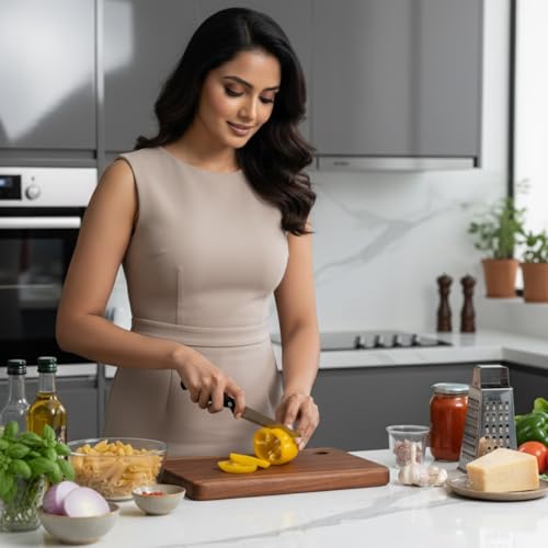 Image of Premium Sheesham Wooden Chopping Board | Single-Piece Solid Wood 12x8 inch | 1-Inch Thick Heavy-Duty Cutting Board | Knife Friendly, Food Safe & Reversible Wooden Cutting Board
