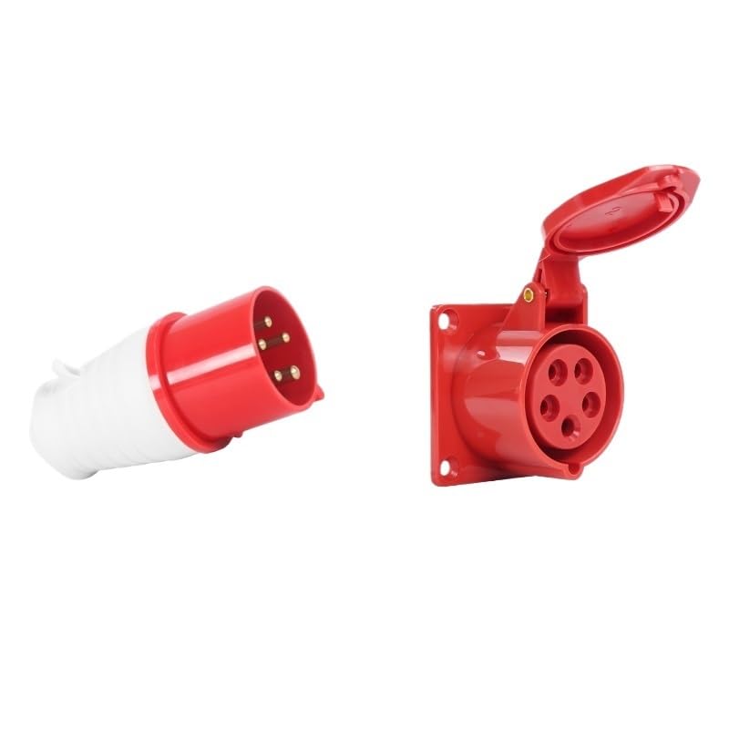 Waterproof 5-core 16A/32A Industrial Plug Aviation Socket Connector Set Explosion-Proof Three-Phase Power(32A Concealed Installation kit)