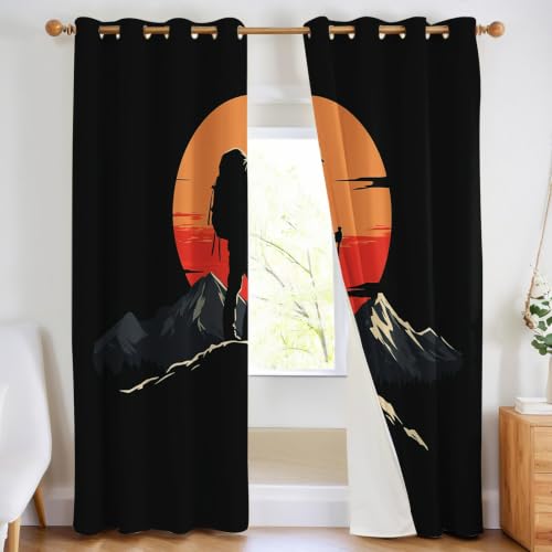 Rideaux occultants de montagne 140x245 cm orange lot de 2 isolants - 5