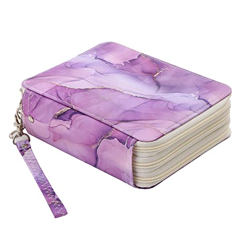 Image of 72 Slots Pencil Case Organizer w /Removal Handle Strap | 3-Layer Zipped Pencils Box Large for Colored Pencils Watercolor Pencils for Office and Travel for Artist