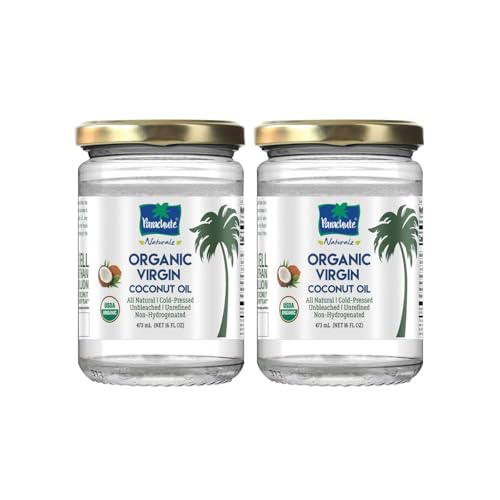 Parachute Naturalz Organic Virgin Coconut Oil | Cold Pressed | Unbleached | Unrefined | Non-Hydrogenated | MCT Oil | USDA Certified |16 Fl. Oz | Glass Jar | Pack of 2