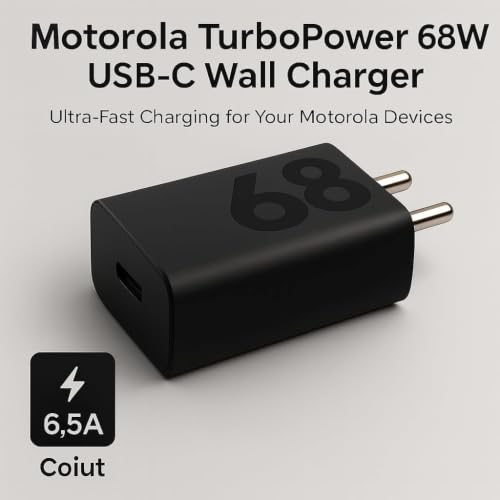 Image of 68W TurboPower USB-C Power Adapter for Edge 60 Pro, Moto Fusion Series, G-Series, Razr 60 & More - Fast Charging Adapter (68w Adapter)