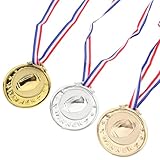 SHINYPASING Medallas Deportivas de Competición 3 Piezas Oro, Plata y Bronce, Medallas para Premios de Fútbol y Maratón, Colgantes Redondas de Plástico para Eventos Deportivos y Reutilizable