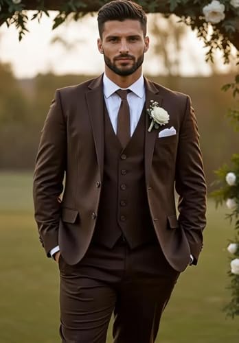 Men Suits Slim Fit 3 Piece Set Two Button Business Blazer Jacket Vest Pants for Wedding Tuxedo2