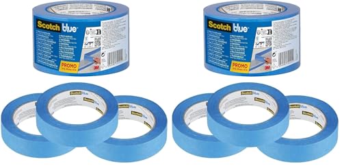 Cinta de enmascarar ScotchBlue de 24 mm x 41 m paquete de 6 rollos para pintar interior