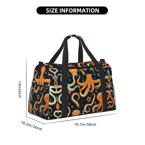 Color octopus print Weekender Overnight Carry On Bag Gym Luggage Bag Duffel Bag for Travel Women4