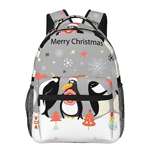 Sac à dos de randonnée imprimé pingouins pour escapades et voyages actifs en Noir
